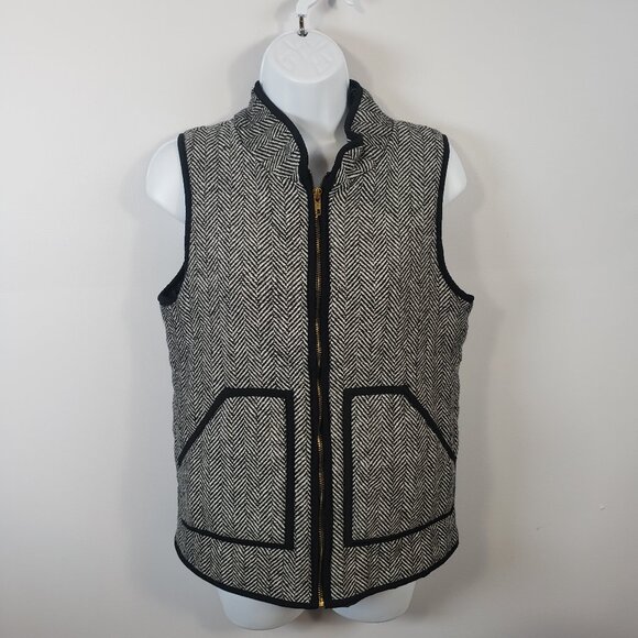 CLF Jackets & Blazers - CLF Vest Black & White Quilted Puffer Herringbone Pattern Small S Zip  / A138